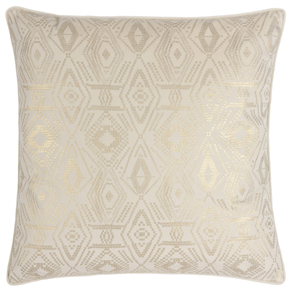 Paoletti Tayanna Ivory Velvet Touch Piped Cushion Image 1