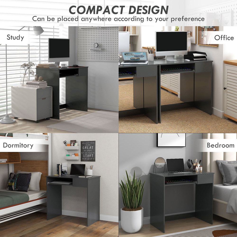 Portland Grey Compact Computer Desk Image 6