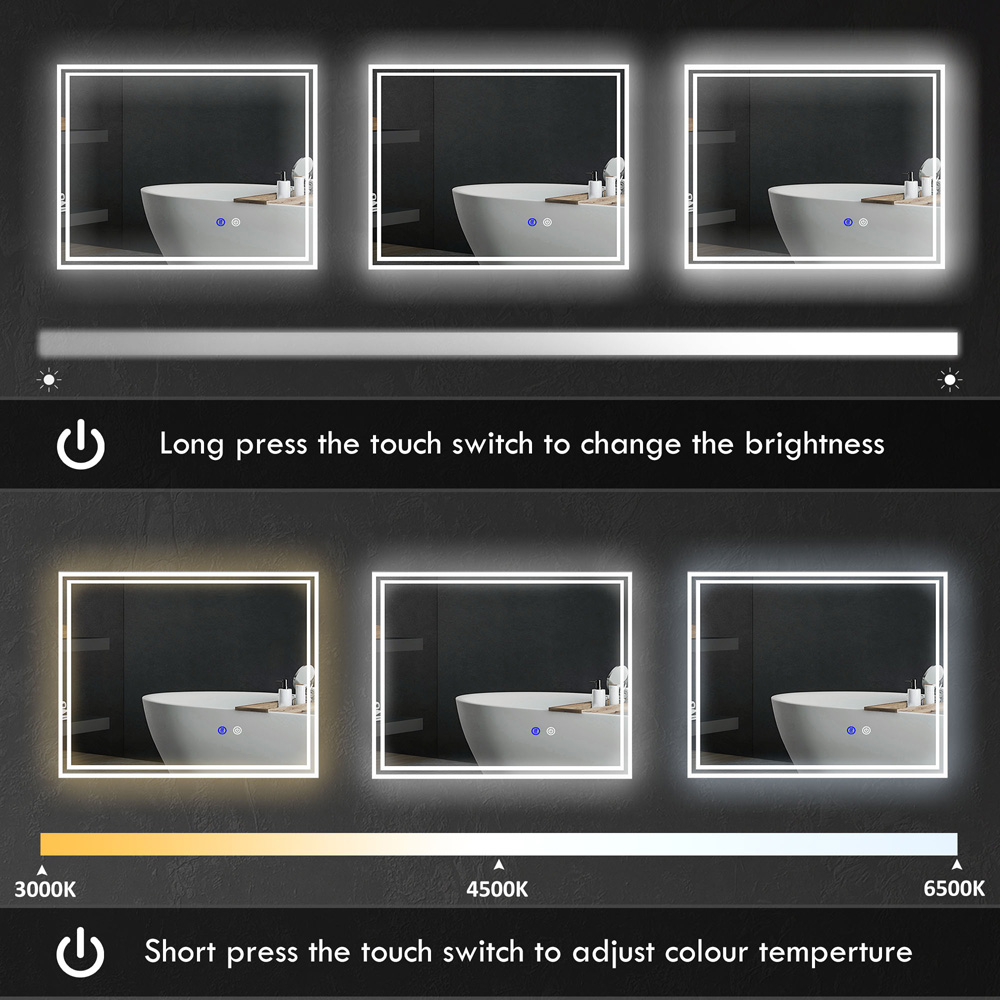 Portland Smart Touch LED Bathroom Wall Mirror 70 x 90cm Image 5