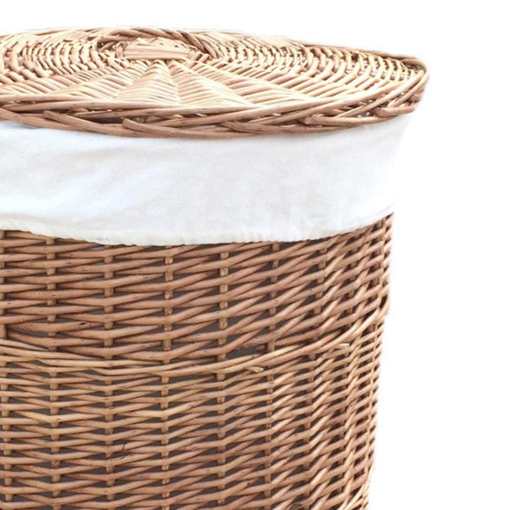 Red Hamper Small Round Light Steamed Lined Laundry Basket Image 3
