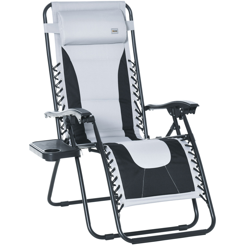 Outsunny Light Grey Zero Gravity Folding Recliner Chair Image 2