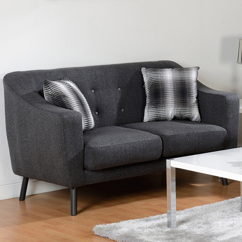 Seconique Ashley 2 Seater Dark Grey Fabric Sofa Image 1