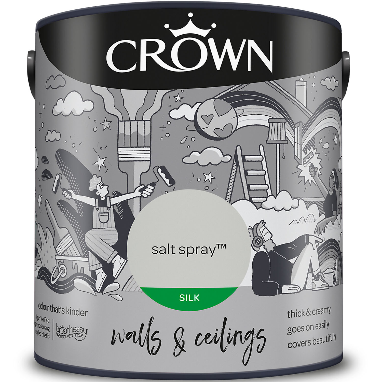 Crown Walls & Ceilings Salt Spray Silk Emulsion Paint 2.5L Image 2