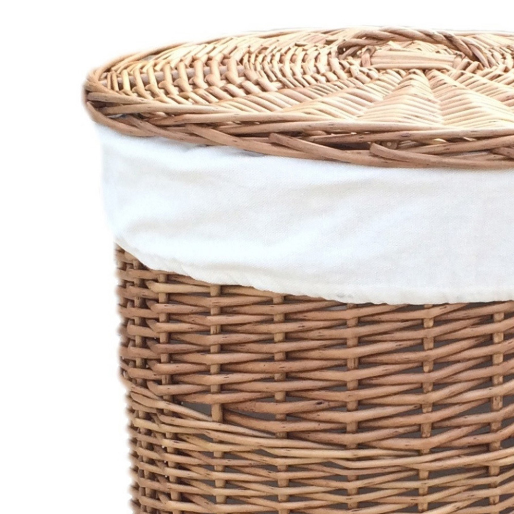 Red Hamper Small Round Light Steamed Lined Laundry Basket Image 2