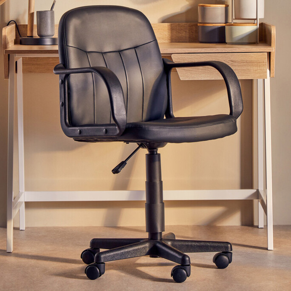 Premier Housewares Black PU Home Office Chair Image 1