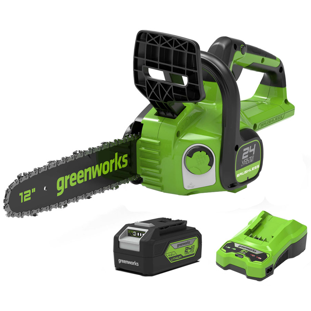 Greenworks 24V Cordless Brushless Chainsaw Kit with 4Ah Battery Image 1