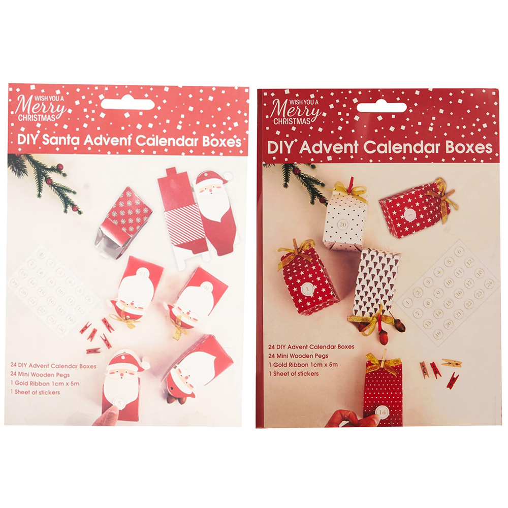 Make Your Own Red Festive Pattern Advent Calendar Box Kit Image 1