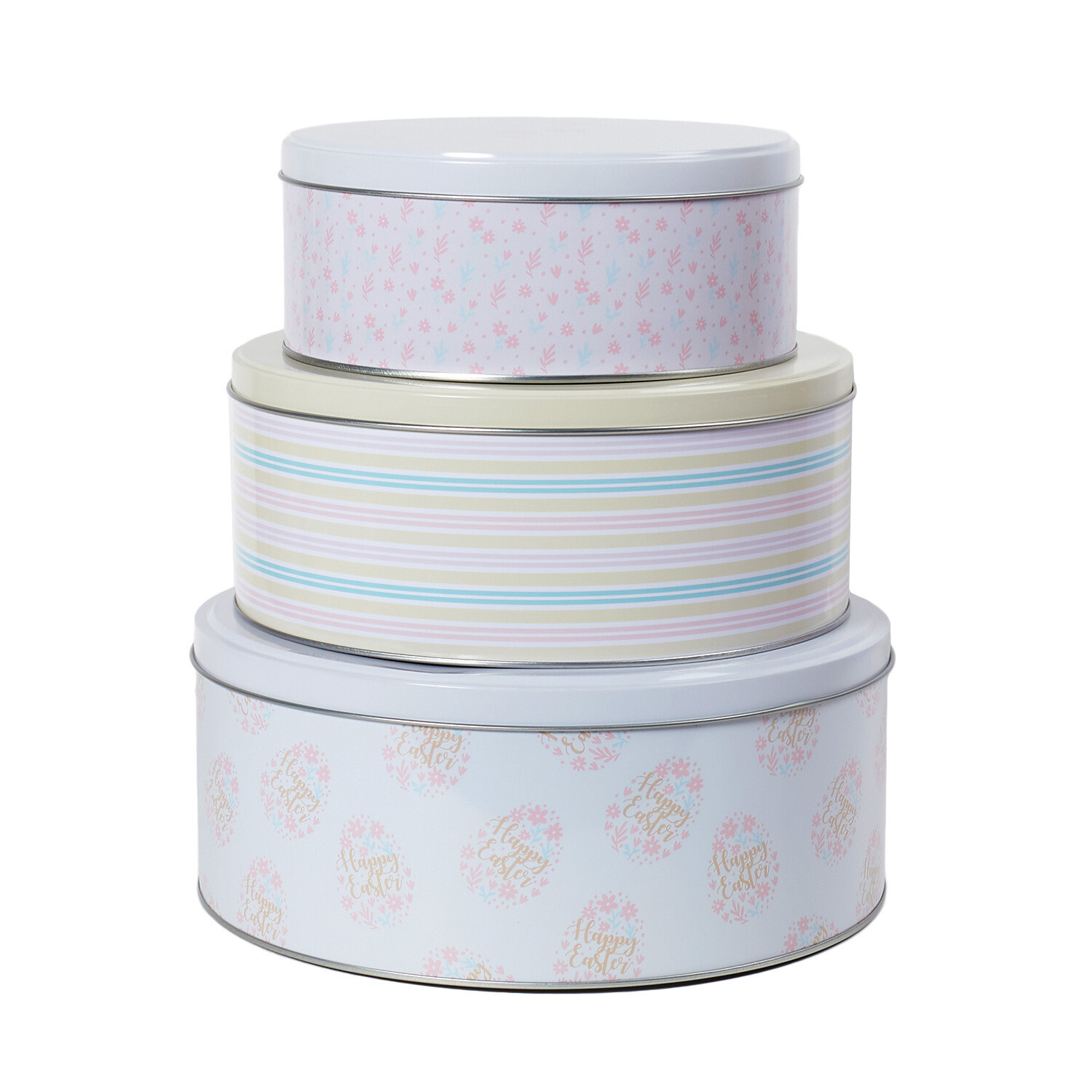 Pack of 3 Happy Easter Cake Tins - White Image 4