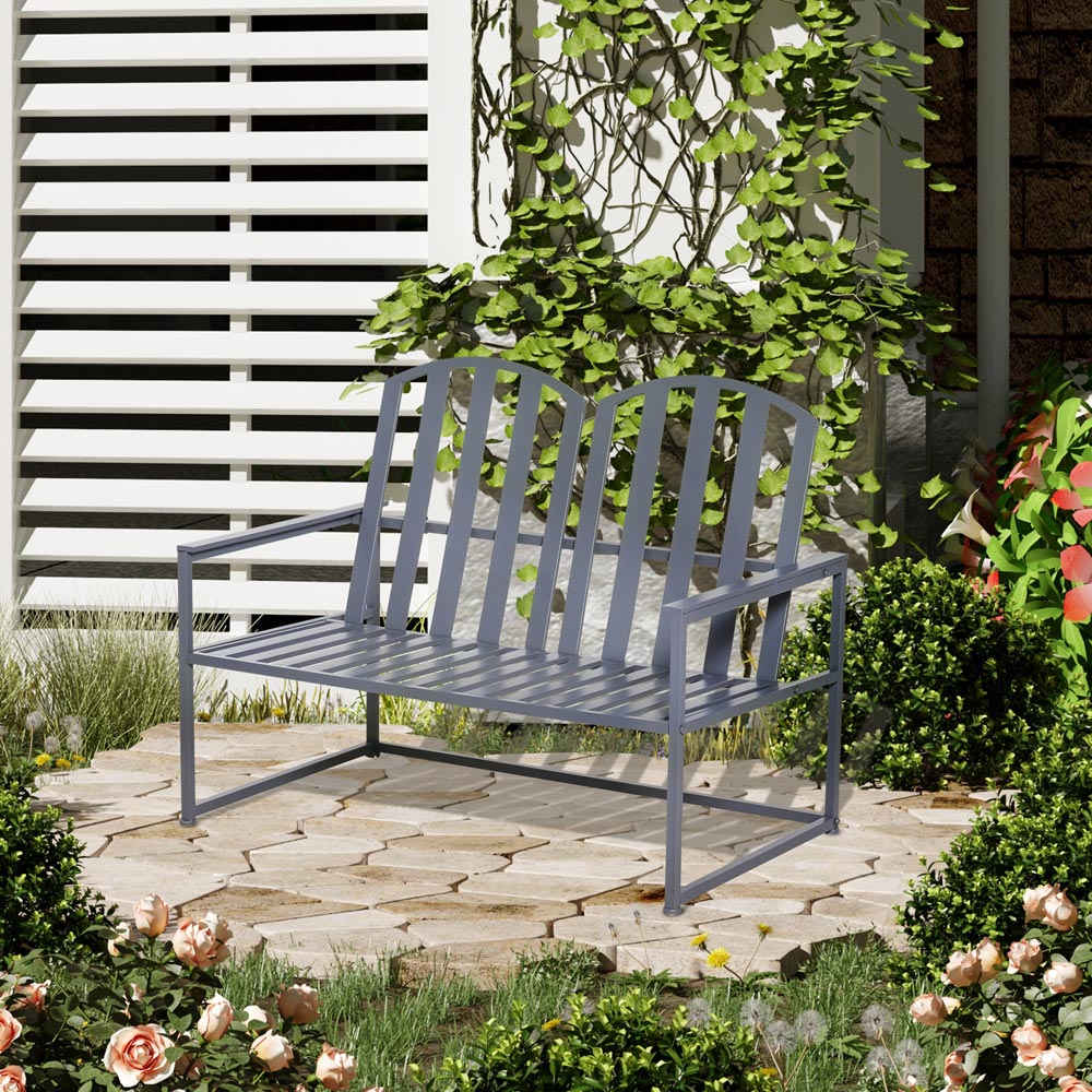 Outsunny 2 Seater Grey Bench Image 7