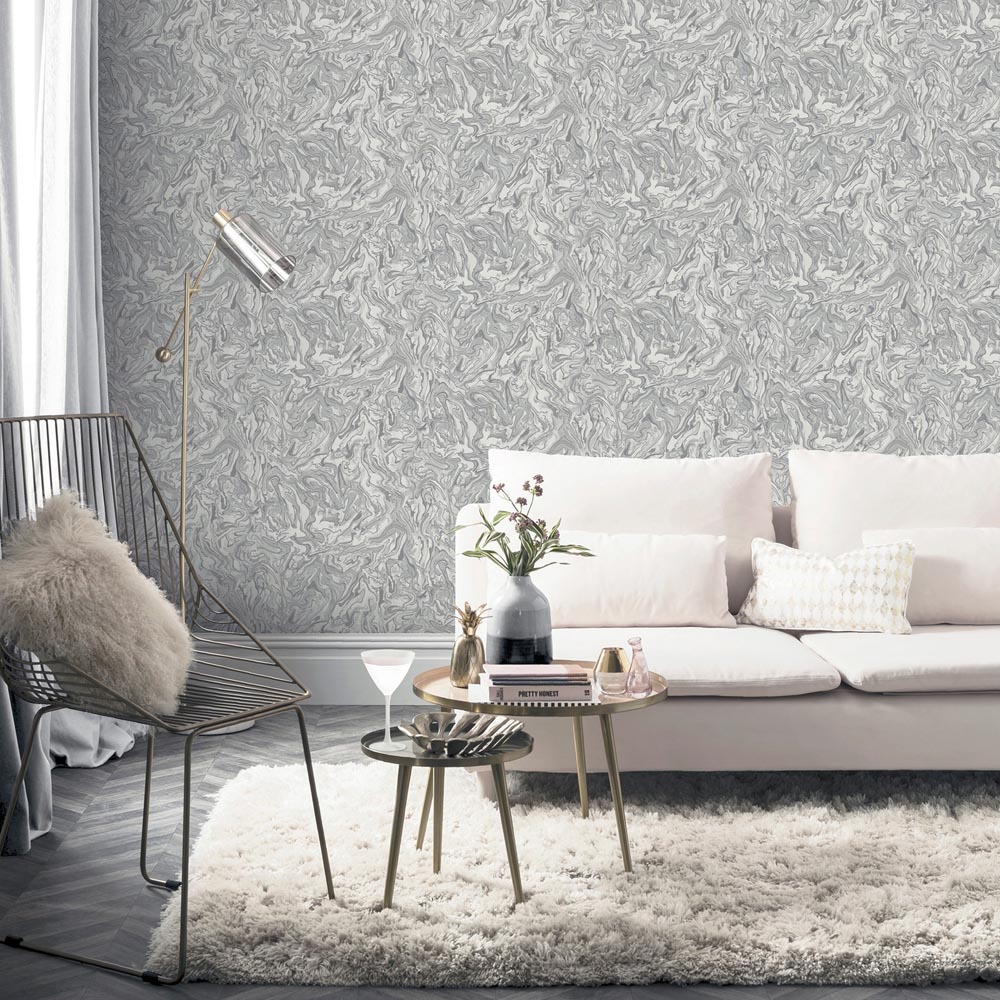 Arthouse Liquid Marble Grey Wallpaper Image 5