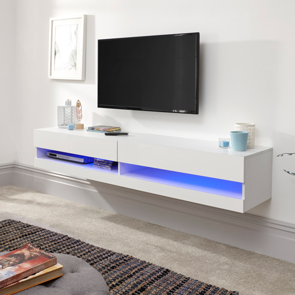 GFW Galicia White Wall TV Unit with LED Image 3