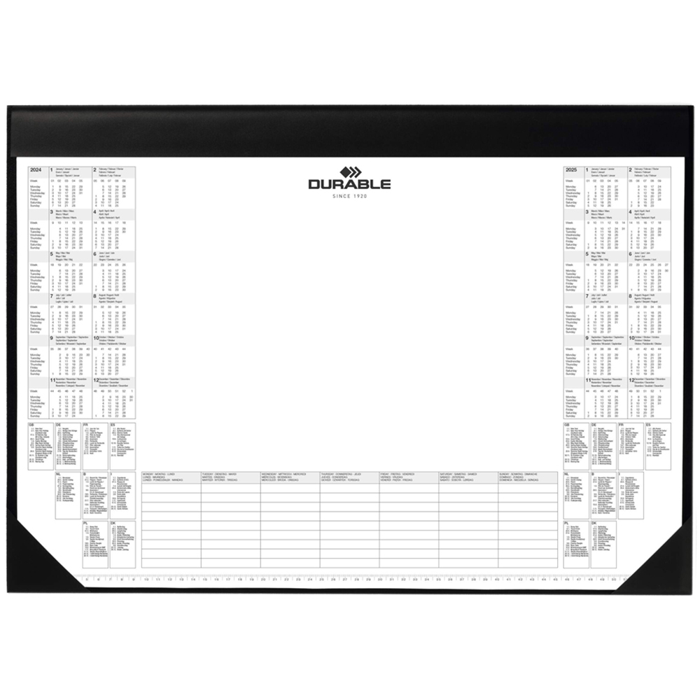 Durable Black Clear Overlay Calander Desk Mat 65 x 52cm Image 1