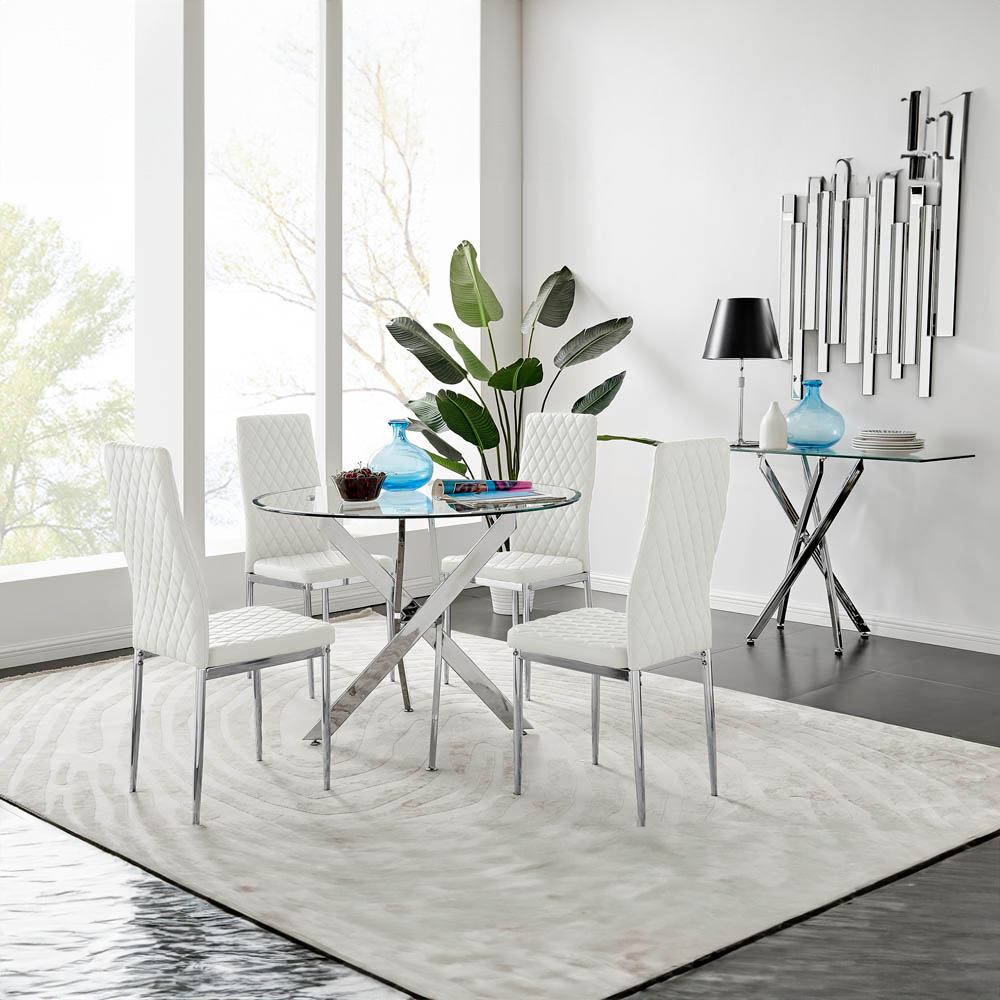 Furniturebox Arona Valera 4 Seater Round Dining Set White Image 9