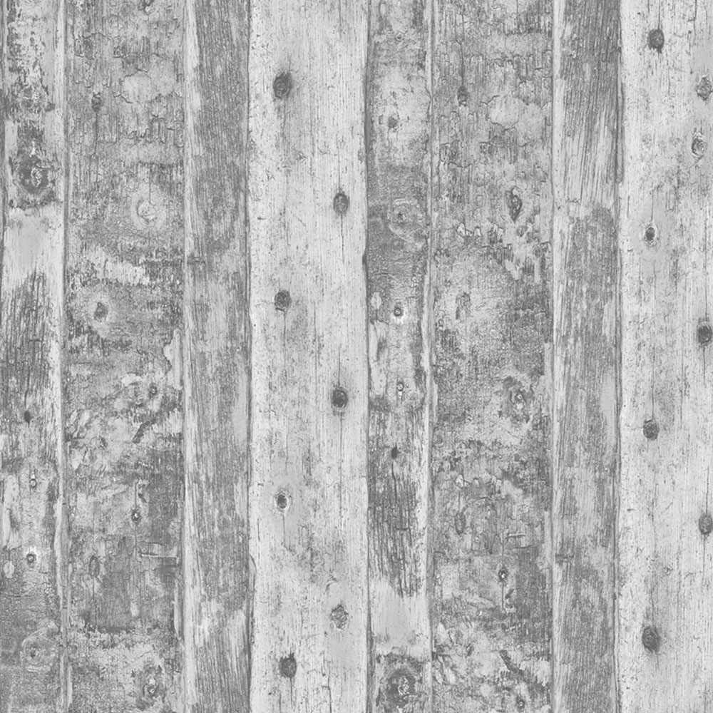 Galerie Grunge Wood Effect Grey Wallpaper Image 1