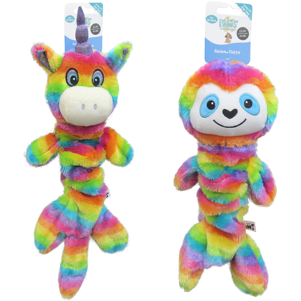 Single Clever Paws Unstuffed Rainbow Dog Toy in Assorted styles Image 1
