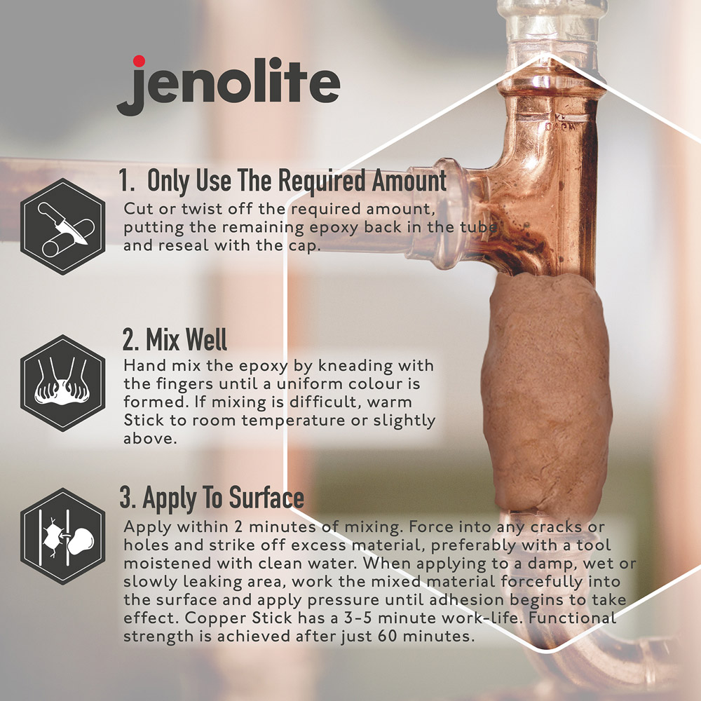 Jenolite Epoxy Putty Stick Copper Repair 112g Image 3
