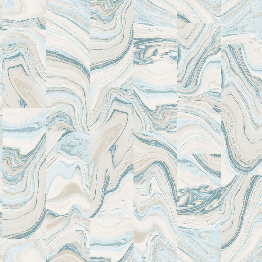 Galerie Organic Textures Agate Marble Tile Cream Turquoise Wallpaper Image 1