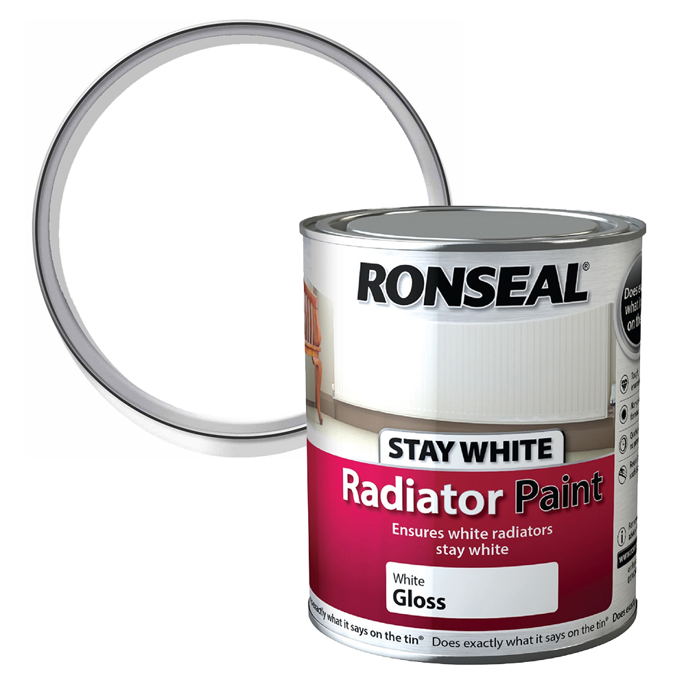 Ronseal White Gloss Radiator Paint 750ml Image 1