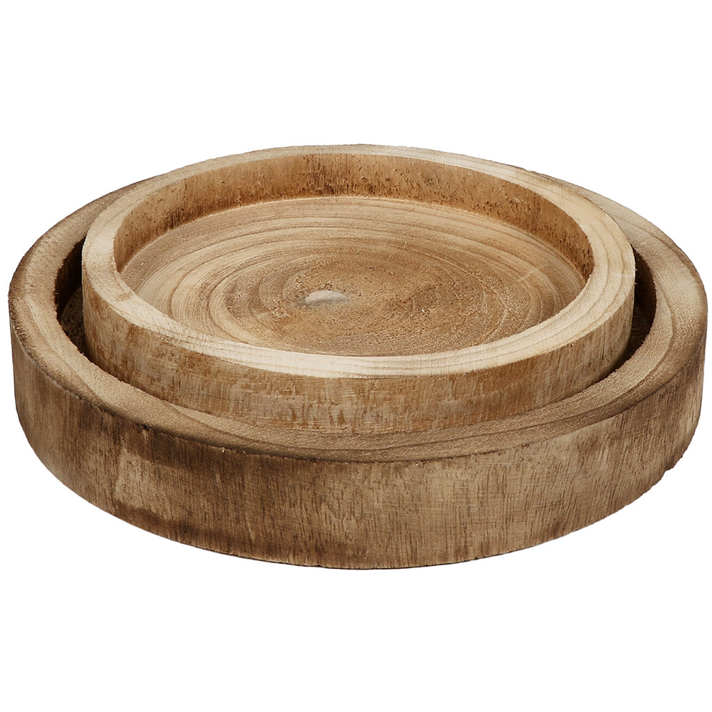 Wooden Bowl Tray in Assorted Sizes 2 Pack Image 1