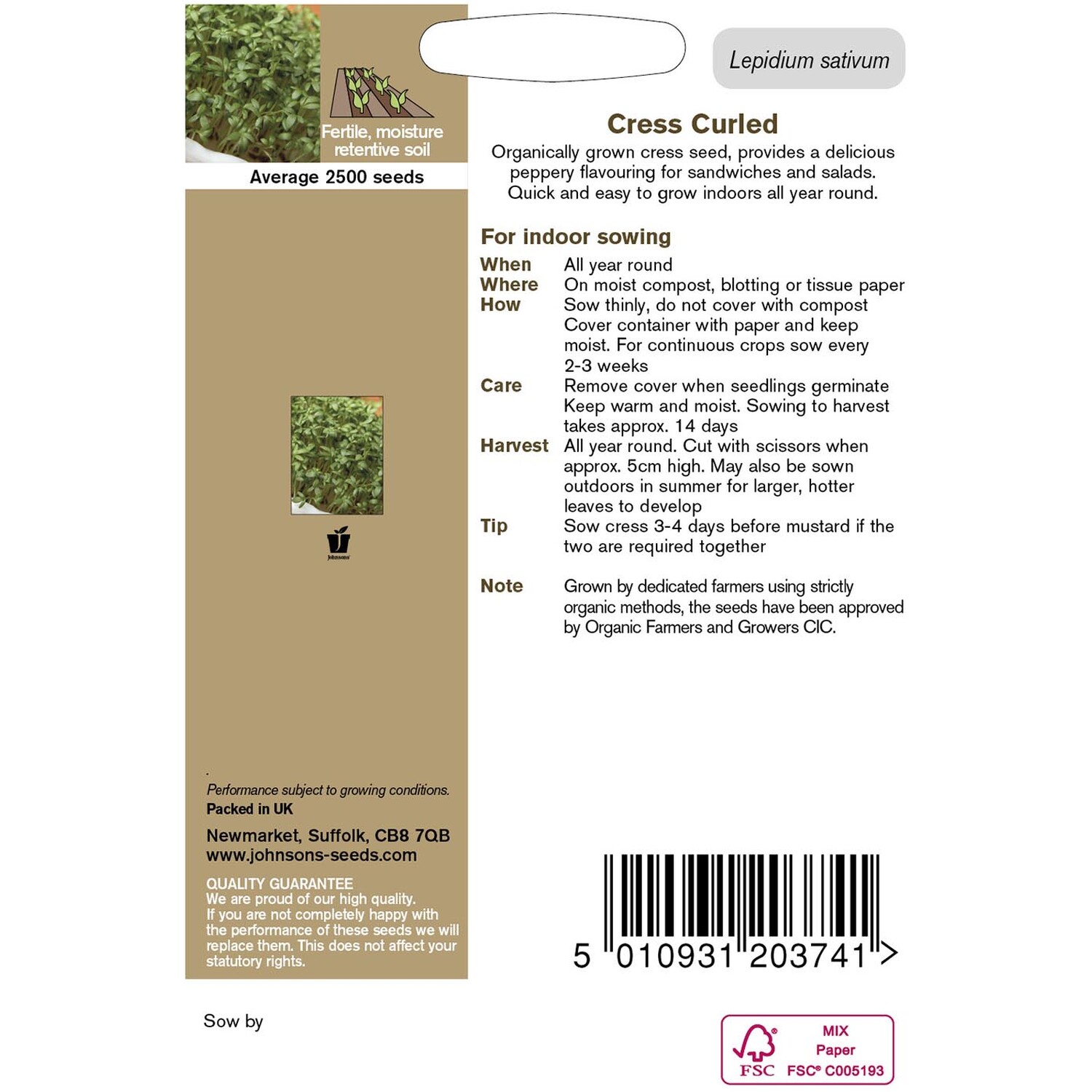 Johnsons Curled Cress Vegetable Seeds Image 3