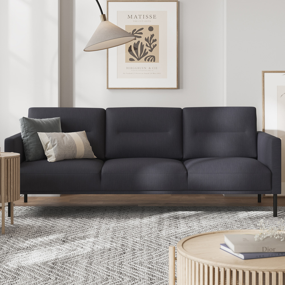 Florence Larvik 3 Seater Anthracite Sofa with Black Legs Image 1