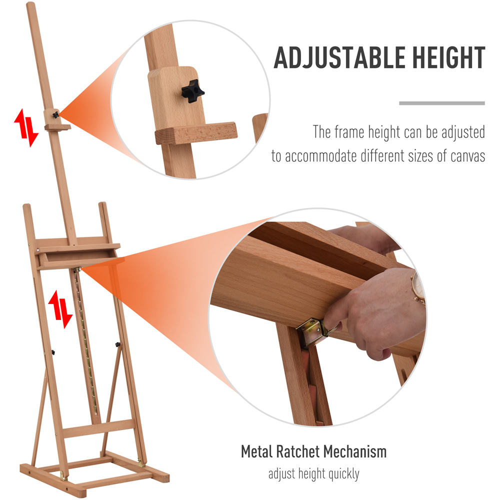 Vinsetto Wooden H-Frame Height Adjustable Studio Easel Image 4