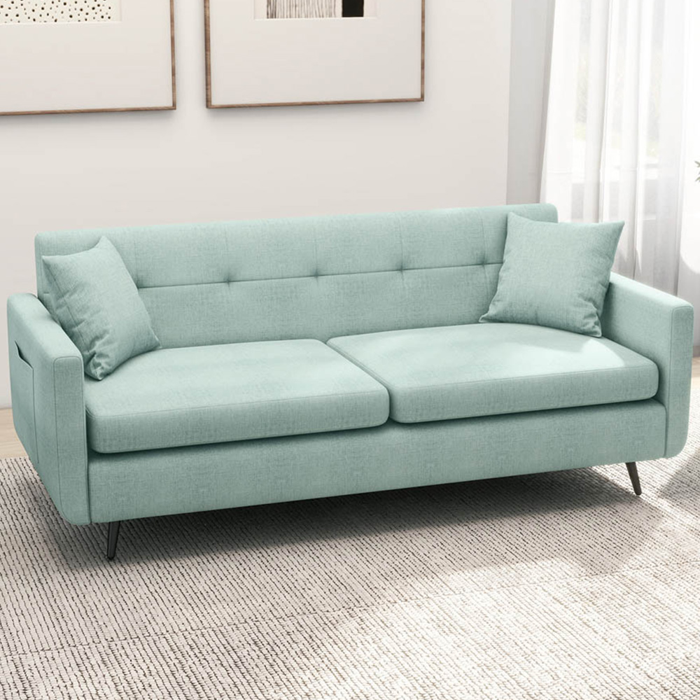 Portland 2 Seater Blue Tufted Loveseat Sofa Image 1