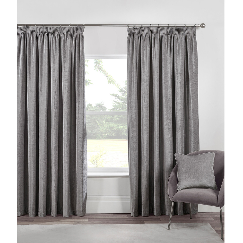 Divante Grey Chenille Taped Curtains 168 x 228cm Image 2