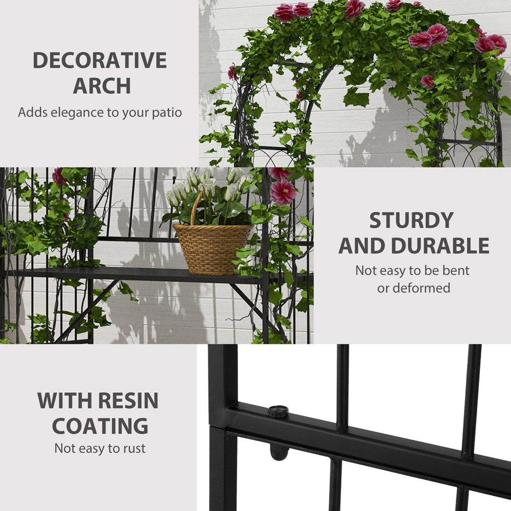 Outsunny 2 Seater 6.6 x 3.7 x 1.9ft Garden Arched Arbour with Trellis Side Image 5