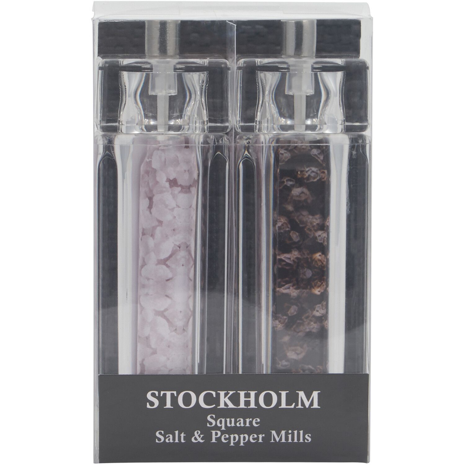 Set of 2 Stockholm Square Salt and Pepper Mills - Clear Image 1