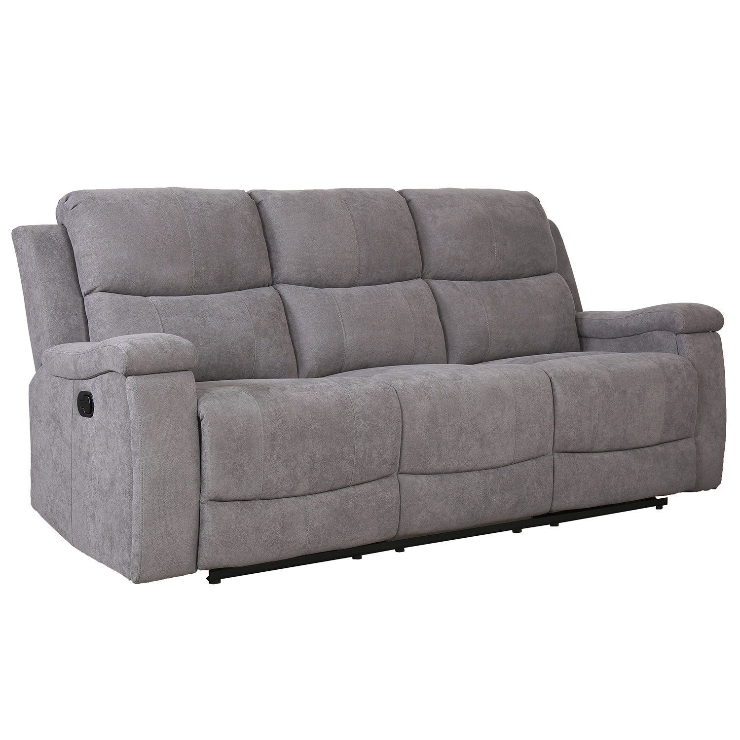Ledbury 3 Seater Grey Fabric Manual Recliner Sofa Image 2