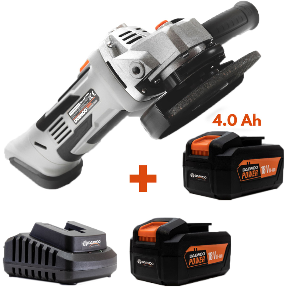 Daewoo U Force Series 18V 2 x 4Ah Lithium-Ion Cordless Angle Grinder with Battery Charger 125mm Image 7