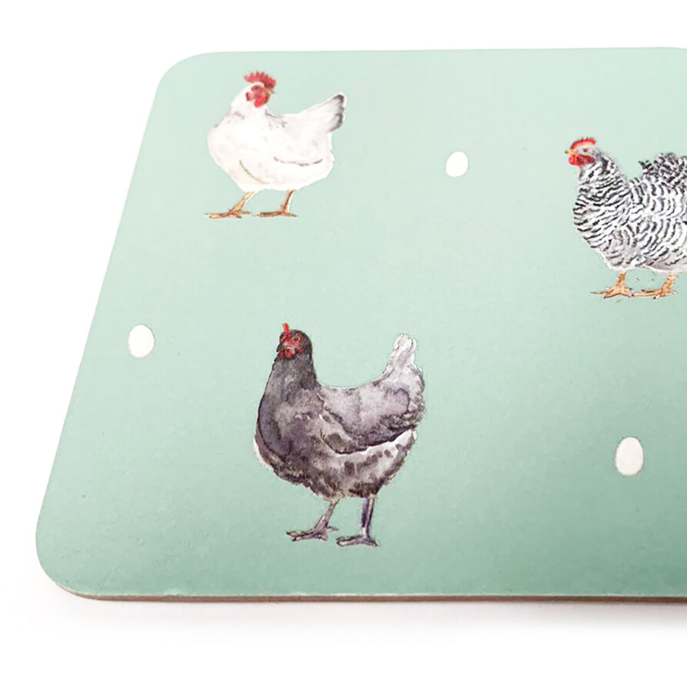 Set of 6 Farm Chicken Coasters - Green Image 2
