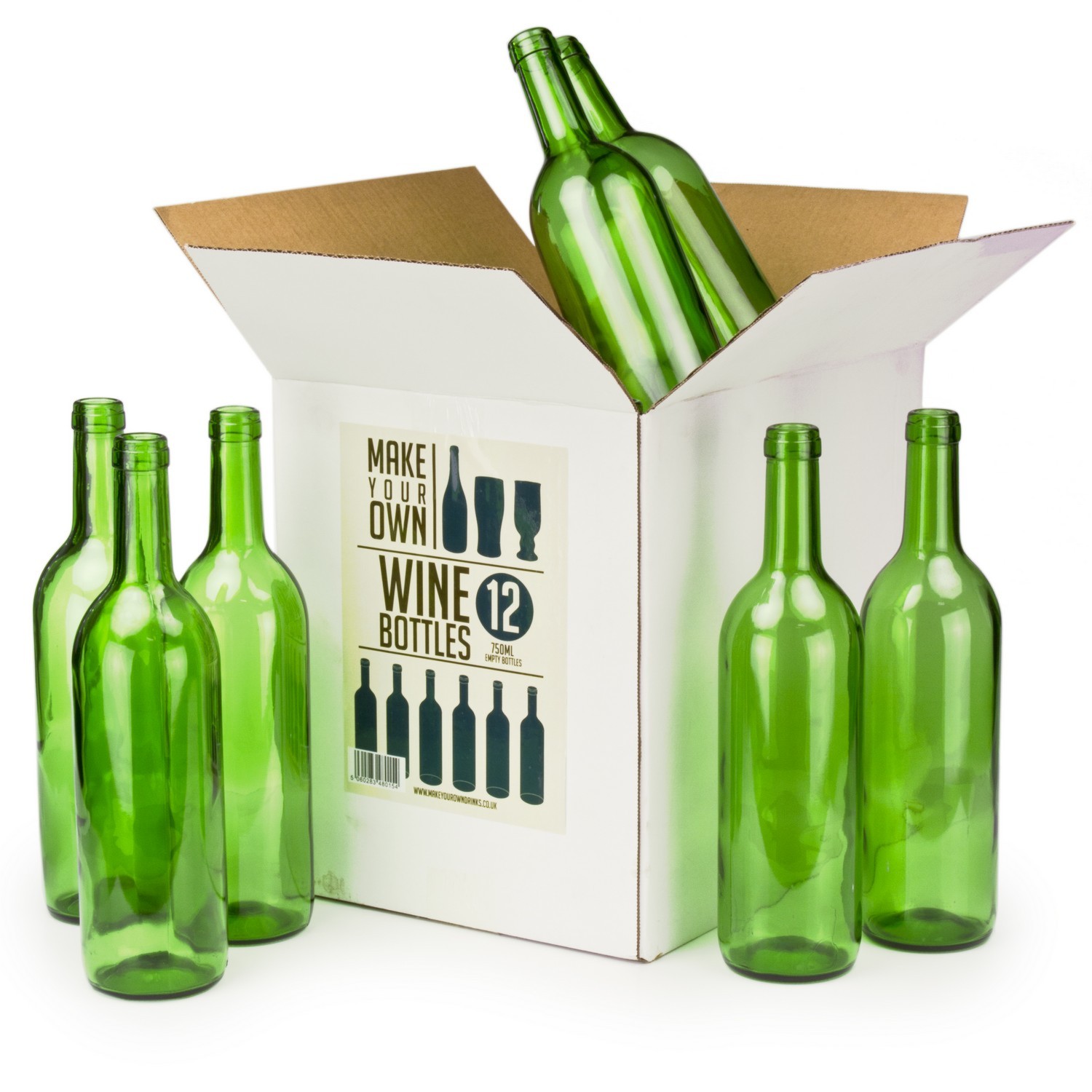 Make Your Own Green Empty Wine Bottle 750ml 12 Pack Image