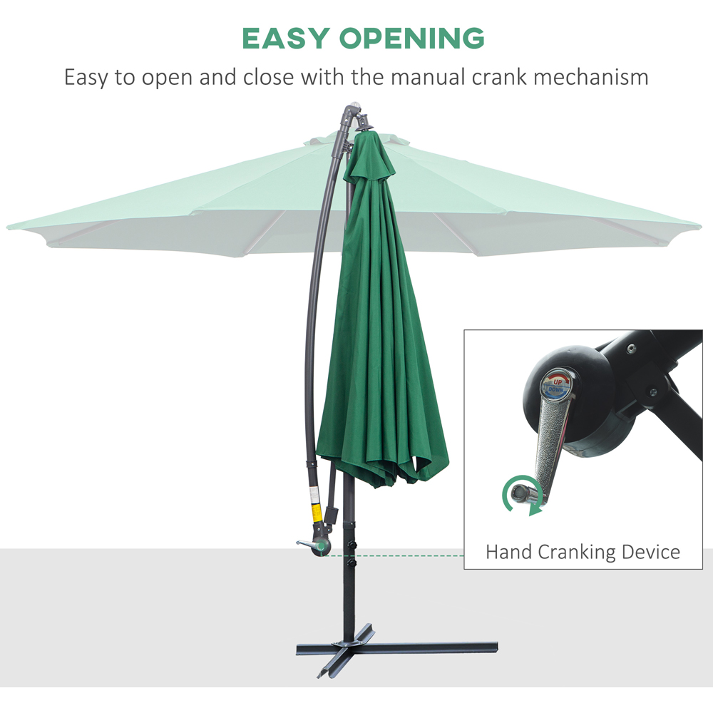 Outsunny Green Crank Handle Cantilever Parasol with Cross Base 3m Image 4