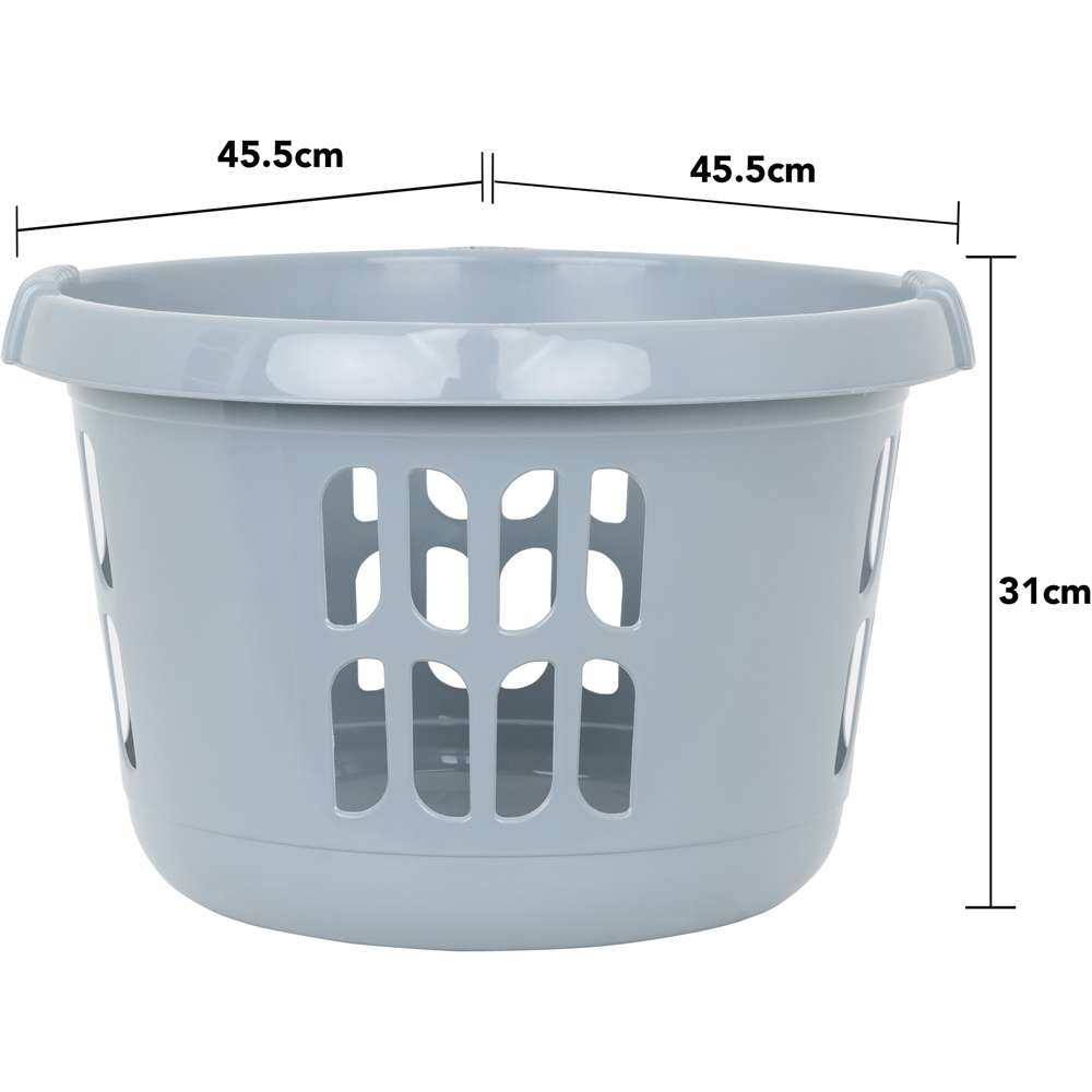 2 x Wham Casa Plastic Round Laundry Basket Silver Image 5
