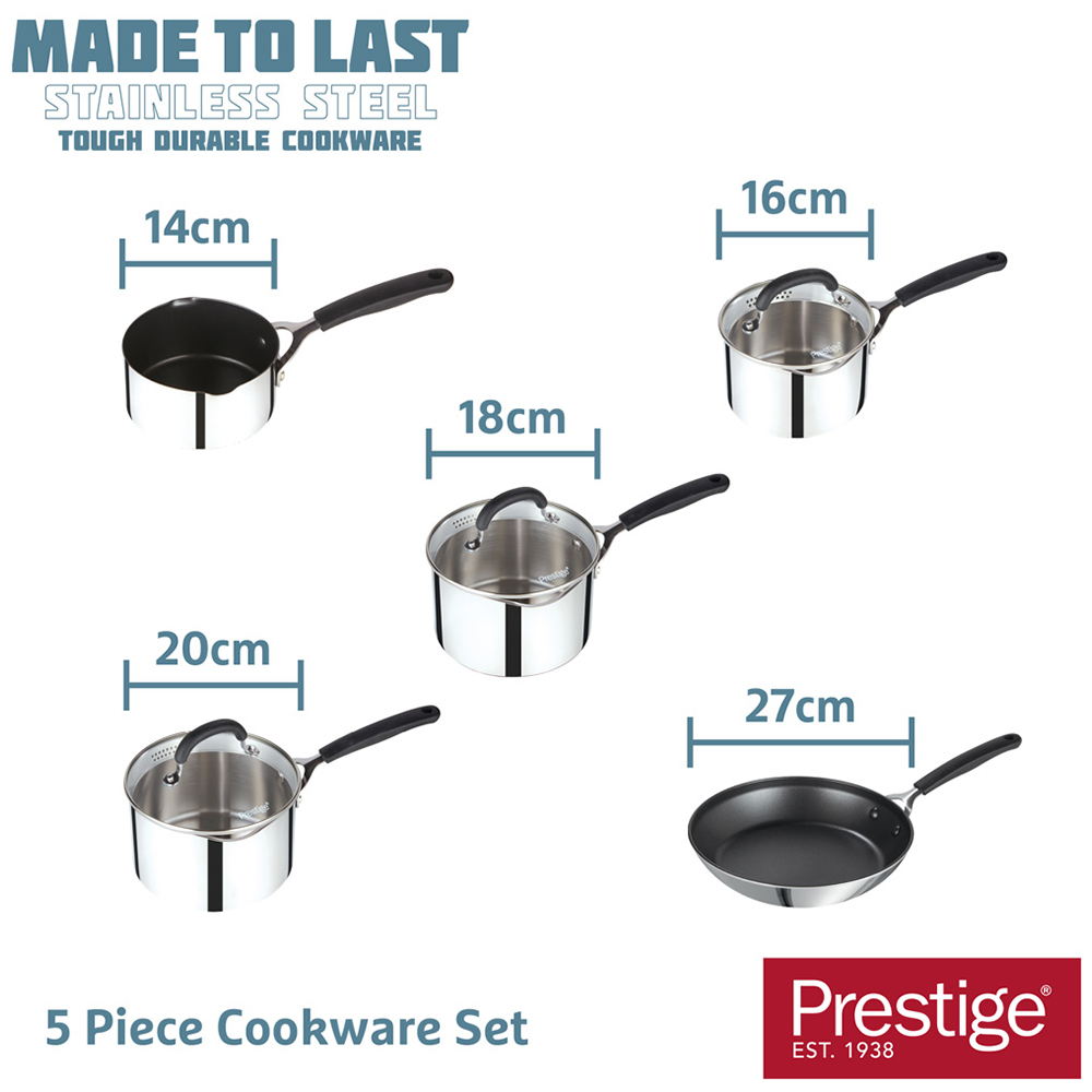 Prestige 5 Piece Stainless Steel Cookware Set Image 8