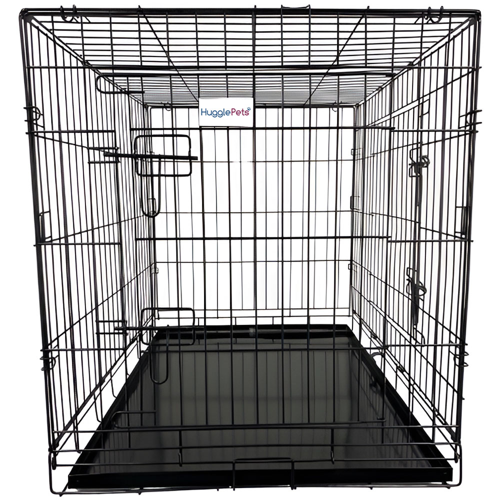 HugglePets Small Black Dog Cage with Metal Tray 61cm Image 4
