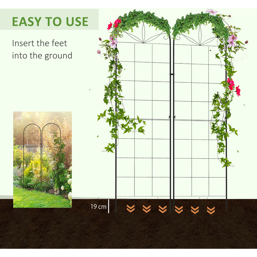 Outsunny Metal Grid Design Trellis Frames Garden Planter 2 Pack Image 5