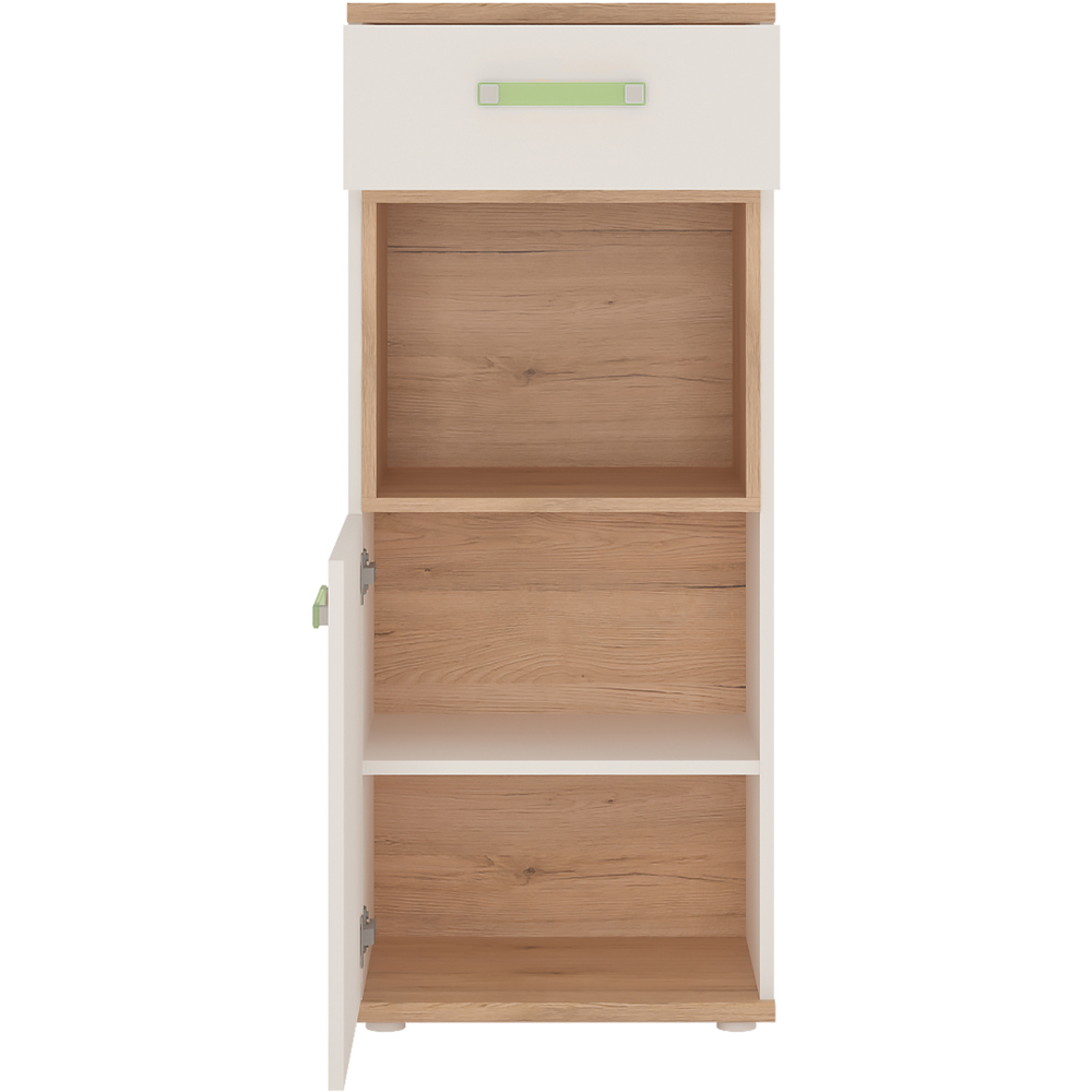 Florence 4KIDS Single Door and Drawer Oak and White Narrow Cabinet with Lemon Handles Image 3
