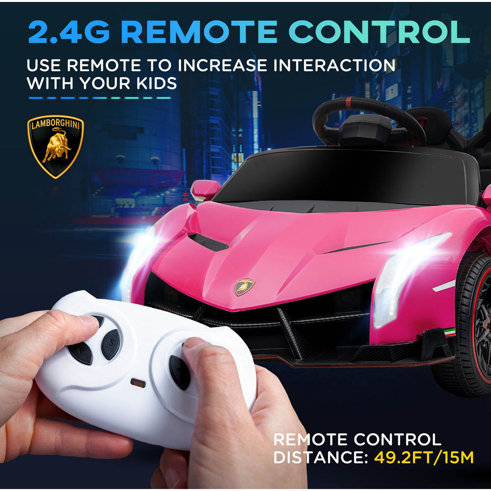 Tommy Toys Lamborghini Veneno Kids Ride On Electric Car Pink 12V Image 3