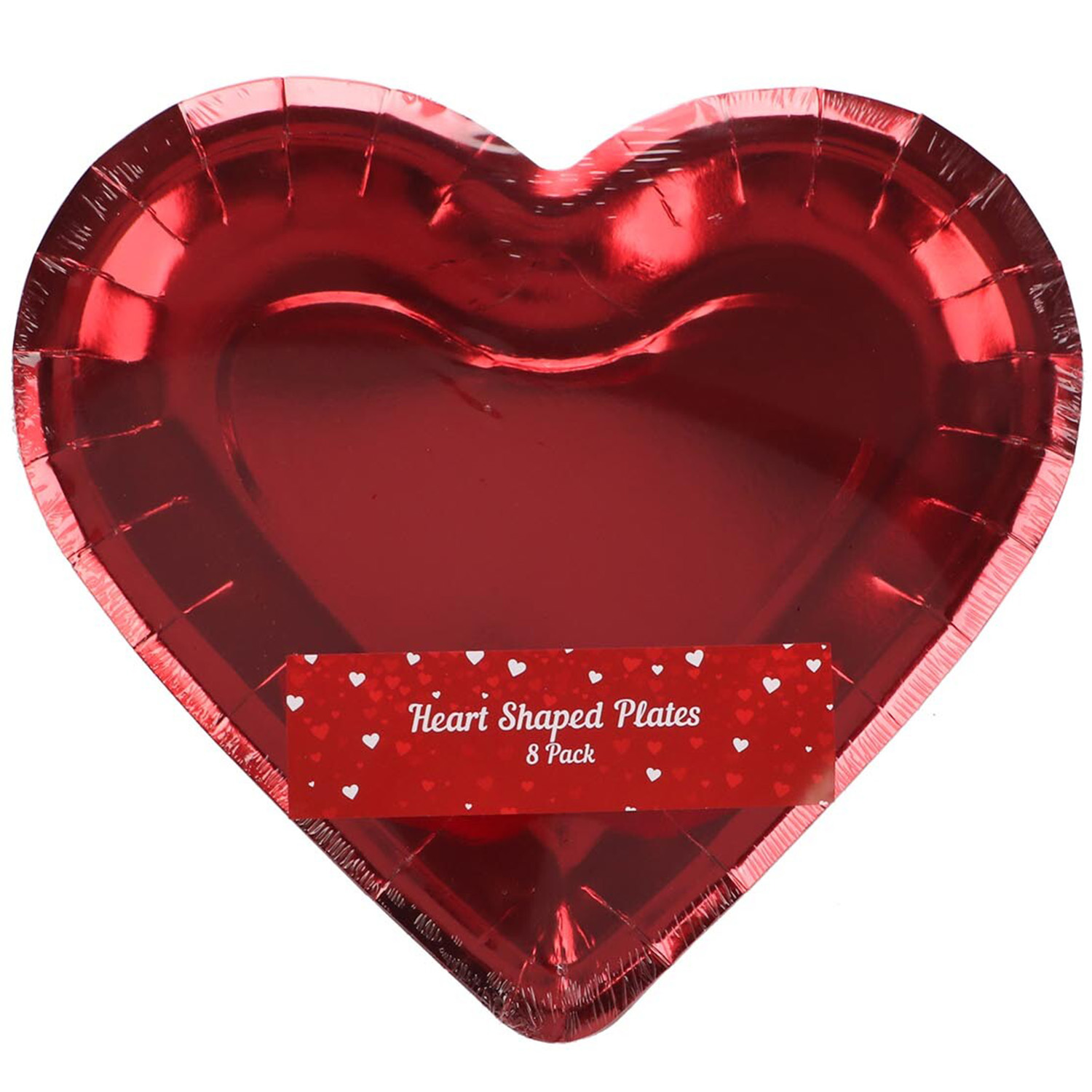 Pack of 8 Heart Shaped Plates - Red Image 1