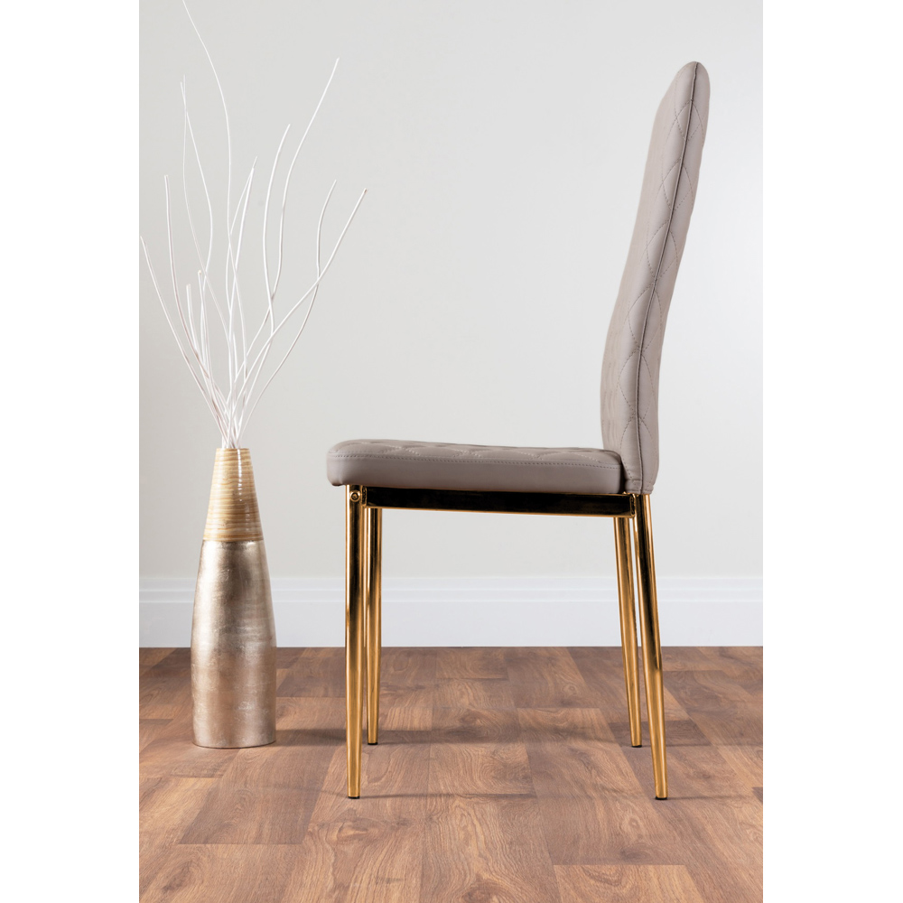 Furniturebox Valera Set of 4 Cappuccino and Gold Faux Leather Dining Chair Image 3