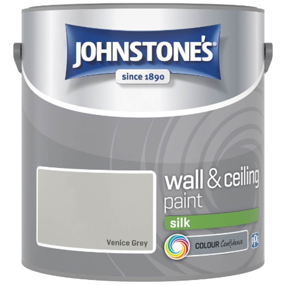 Johnstone's Walls & Ceilings Venice Grey Silk Emulsion Paint 2.5L Image 2