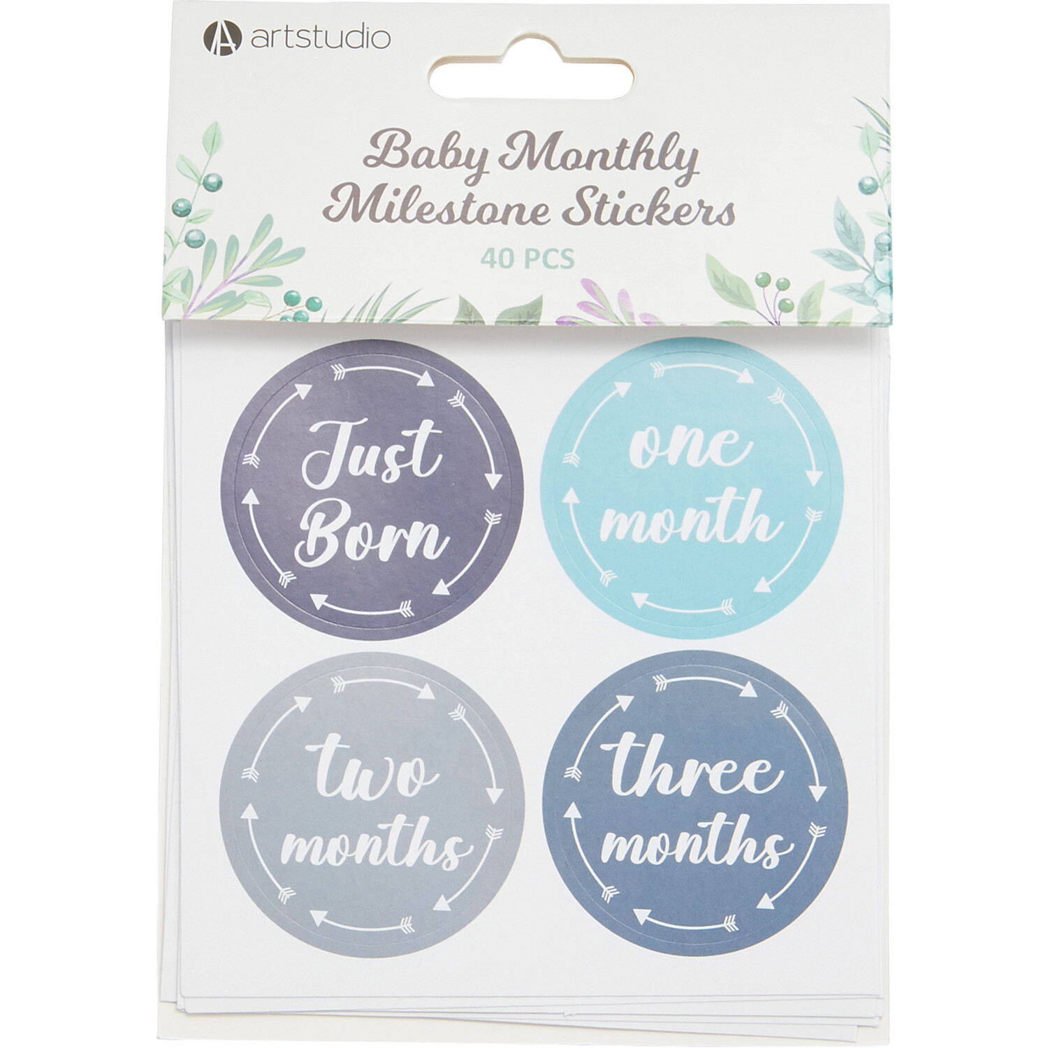 Single Art Studio Baby Monthly Milestone Sticker 40 Pack in Assorted styles Image 1