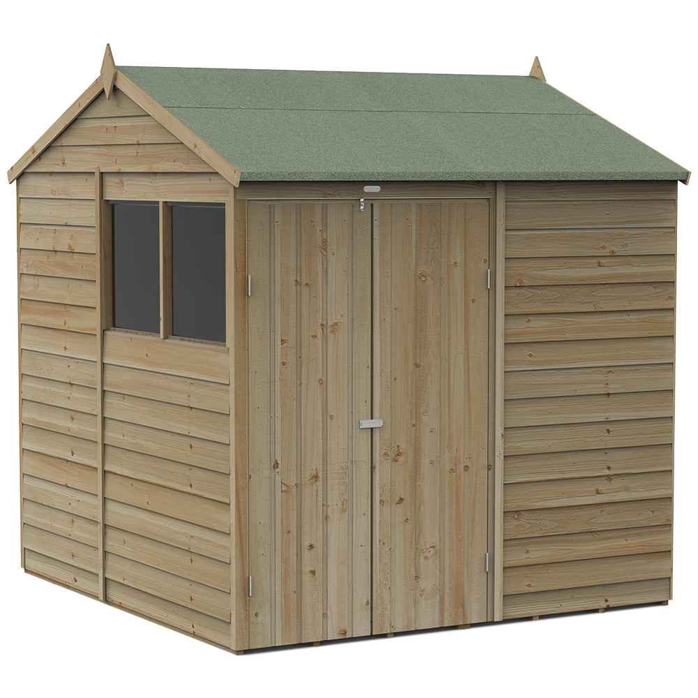 Forest Garden 4LIFE 7 x 7ft Double Door 2 Windows Reverse Apex Shed Image 1