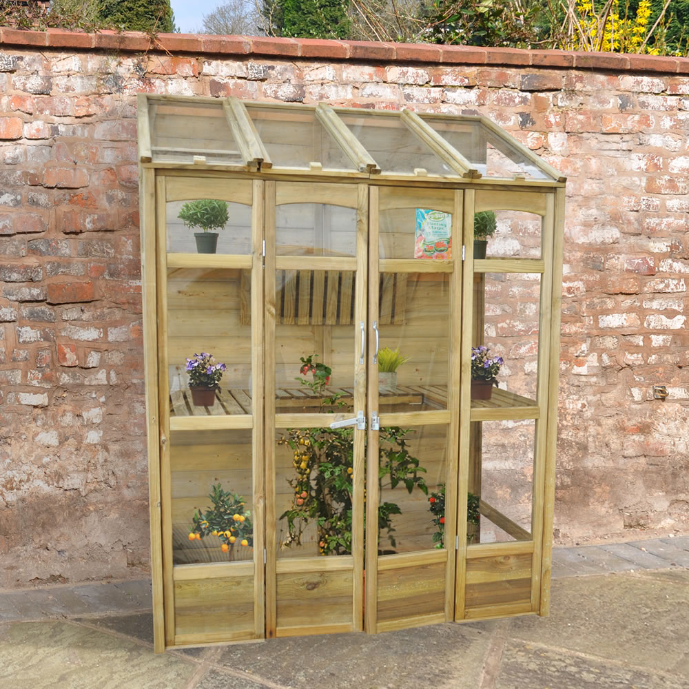 Forest Garden Timber 3 x 5ft Victorian Wall Greenhouse Image 2