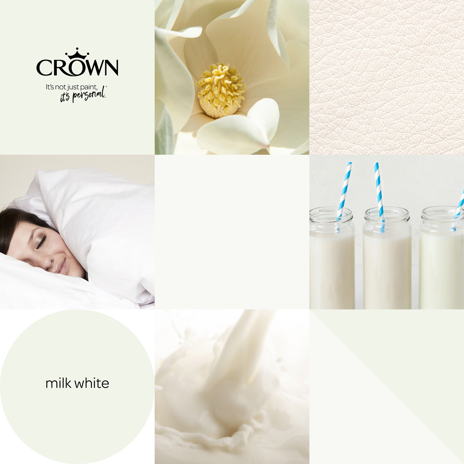 Crown Walls & Ceilings Milk White Mid Sheen Emulsion Paint 2.5L Image 7