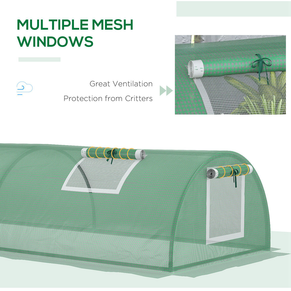 Outsunny Green PE 2.6 x 9.8ft Polytunnel Mini Greenhouse Image 6