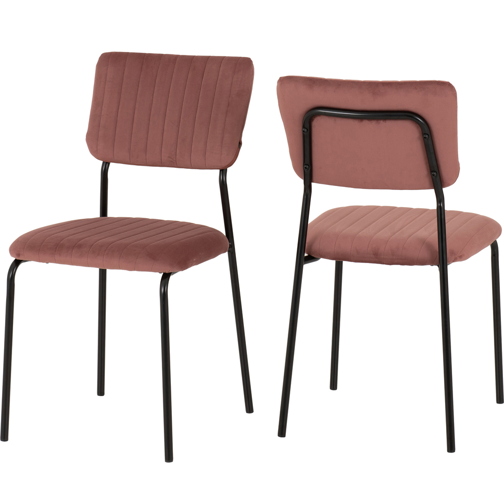Seconique Sheldon Velvet Fabric 4 Seater Round Dining Set Sonoma Oak Effect Black and Pink Image 4